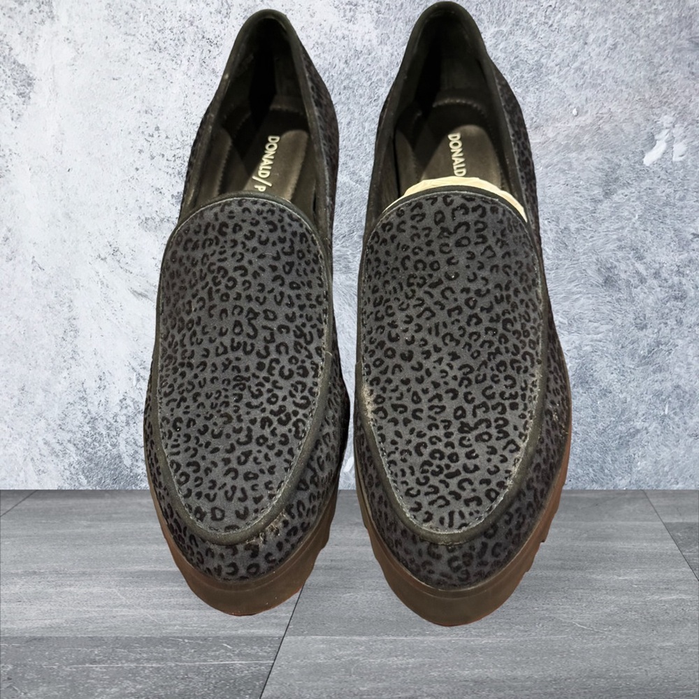 Donald J Pliner Leopard Suede Blu/Black Suede Loafer.